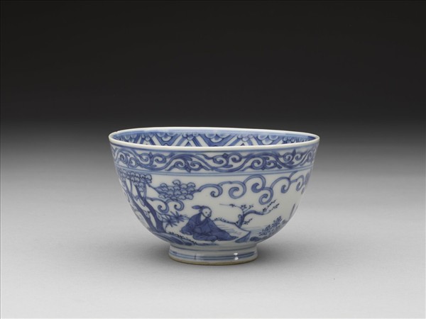 青花高士圖茶鍾