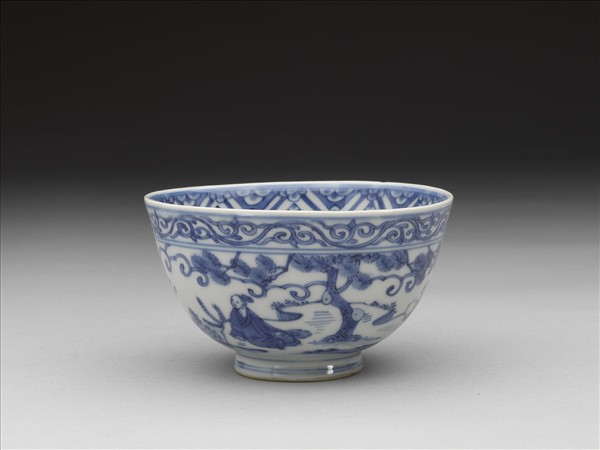 青花高士圖茶鍾