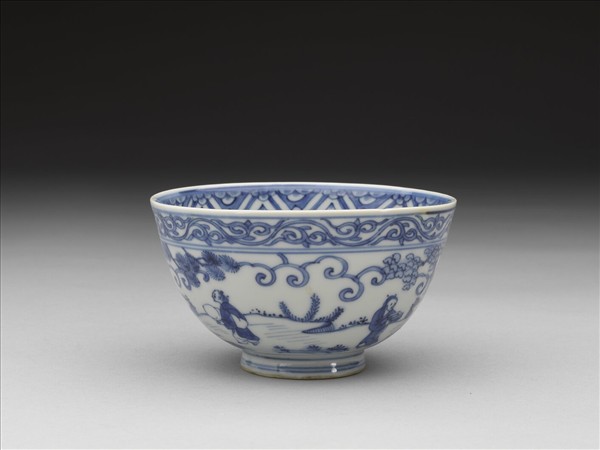 青花高士圖茶鍾