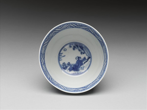 青花高士圖茶鍾