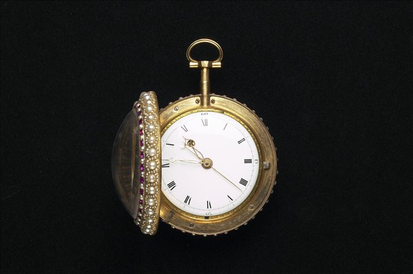 畫琺瑯風景人物圖鑲珠懷錶