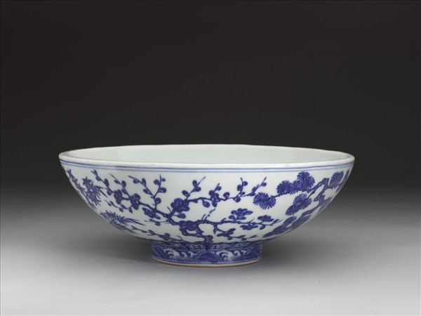 青花歲寒三友圓洗