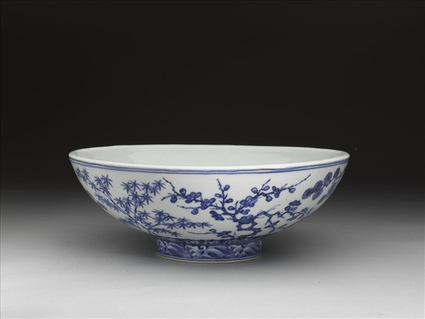 青花歲寒三友圓洗