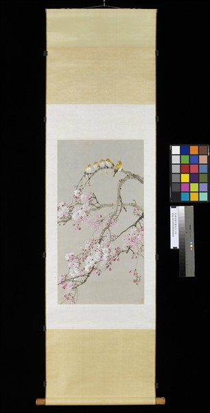 民國張書旂畫桃花小鳥 軸