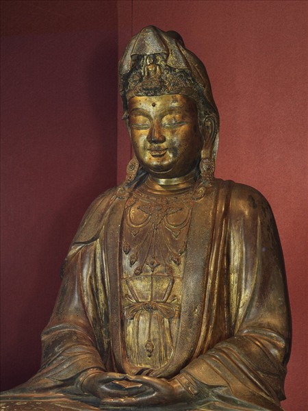 青銅鎏金觀音菩薩坐像