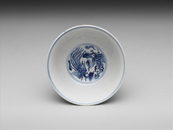 青花雲鳳紋高足杯