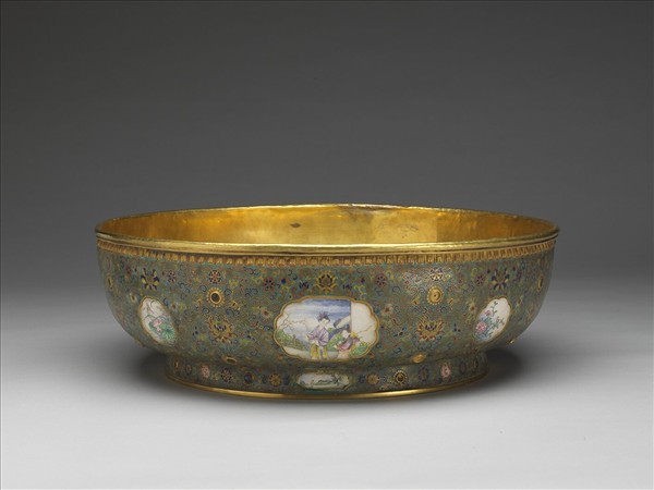銅鎏金裡琺瑯洗