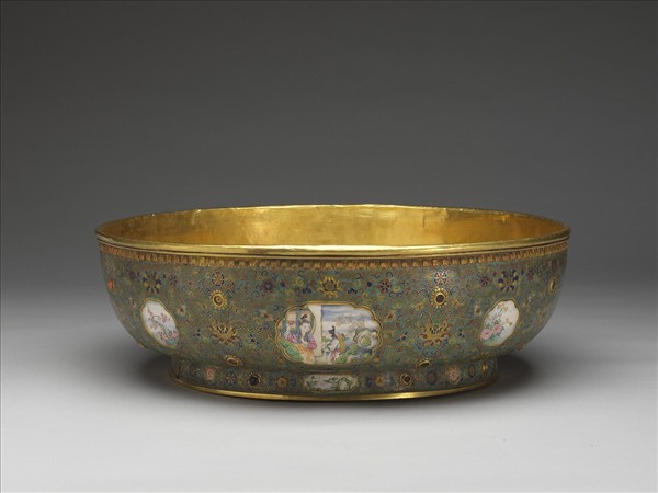 銅鎏金裡琺瑯洗