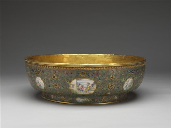 銅鎏金裡琺瑯洗