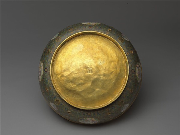 銅鎏金裡琺瑯洗