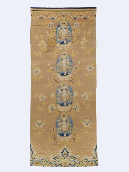中國 坐佛題文柱毯