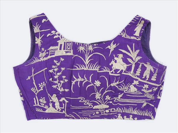 印度 紫地人物紋刺繡上衣