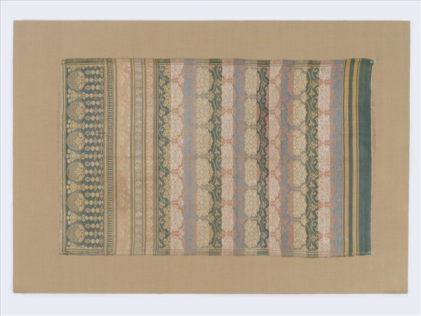 中國 長命富貴牡丹紋錦