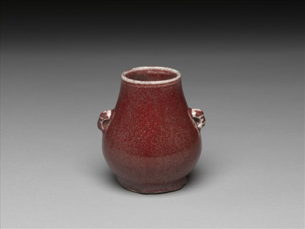 霽紅釉雙耳罐
