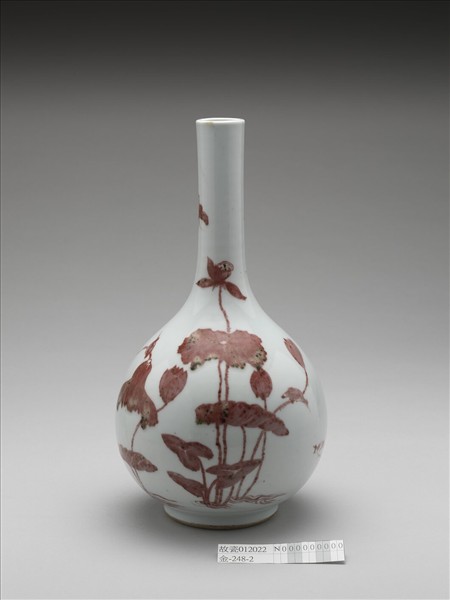 釉裡紅蓮塘鷺鷥紋膽瓶