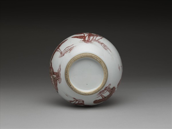 釉裡紅蓮塘鷺鷥紋膽瓶