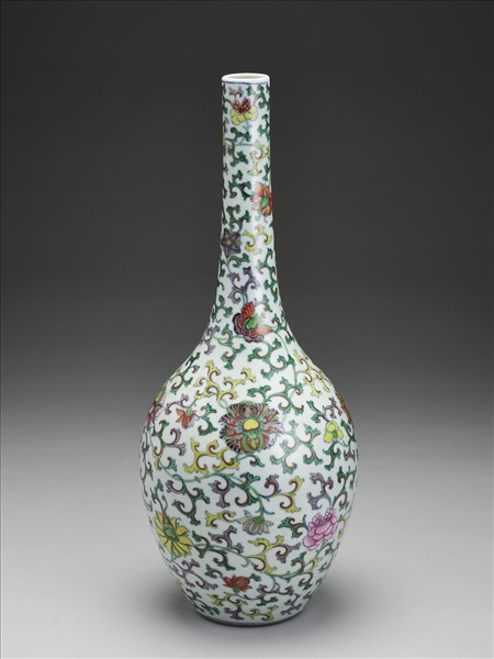鬥彩花卉紋長頸瓶