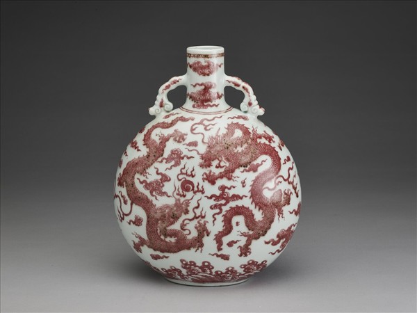 釉裡紅雲龍紋扁壺