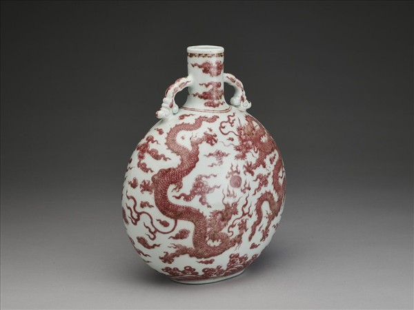釉裡紅雲龍紋扁壺