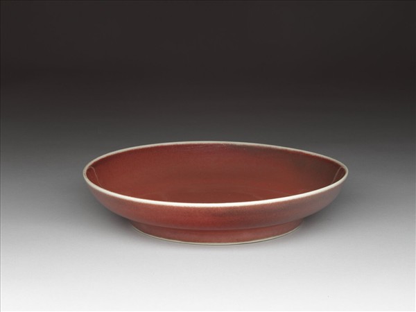 霽紅釉盤