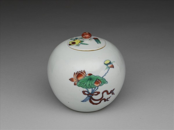 五彩嬰戲圖蓋罐