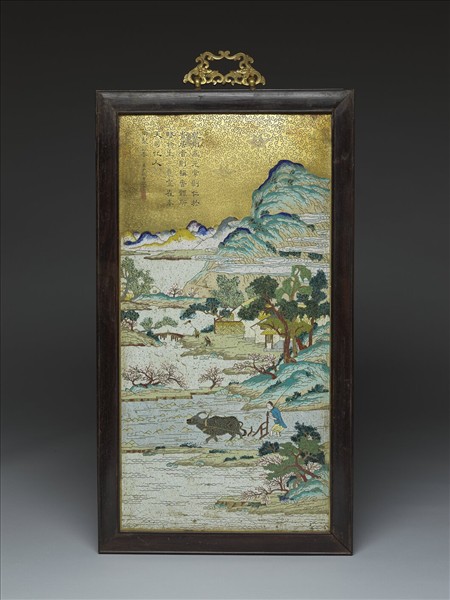 掐絲琺瑯御製詠春詩掛屏