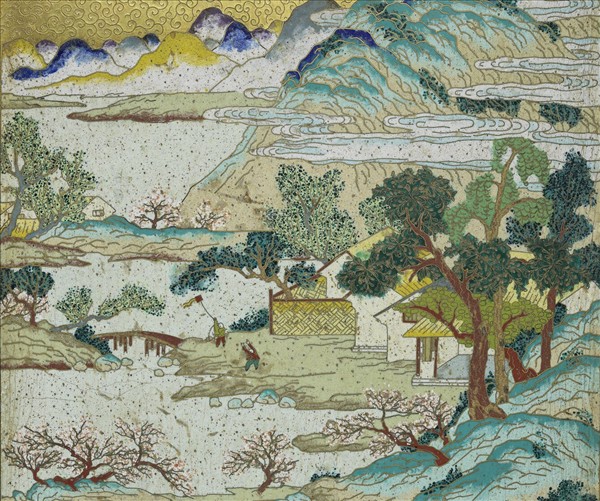 掐絲琺瑯御製詠春詩掛屏