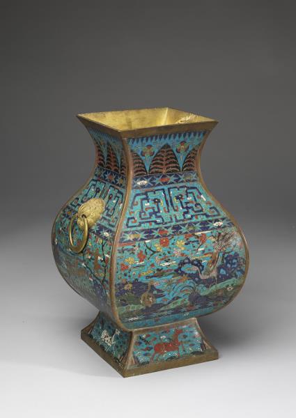 掐絲琺瑯福祿封侯紋方爐