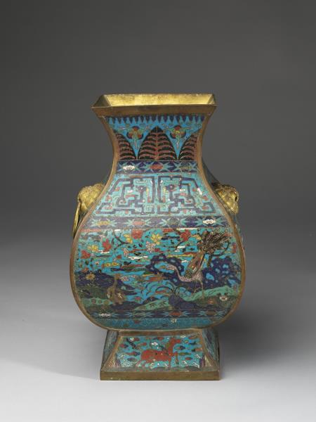 掐絲琺瑯福祿封侯紋方爐