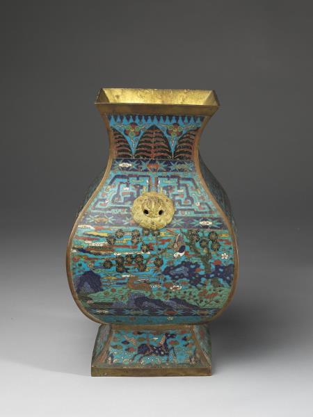 掐絲琺瑯福祿封侯紋方爐