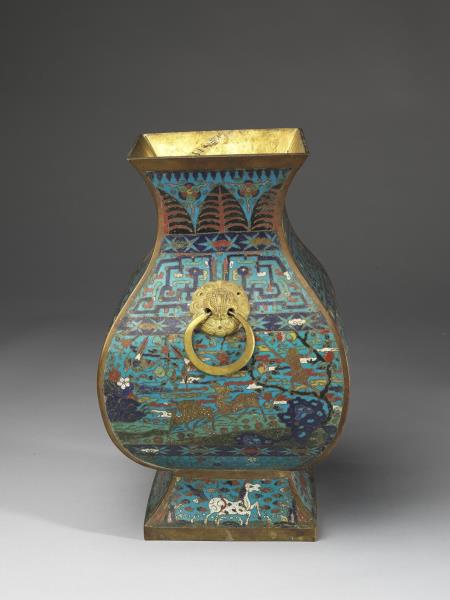 掐絲琺瑯福祿封侯紋方爐