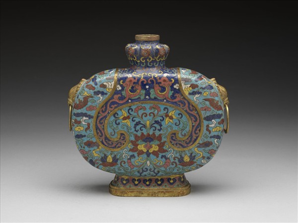 掐絲琺瑯夔龍紋扁壺