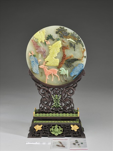 玉鶴鹿長青插屏