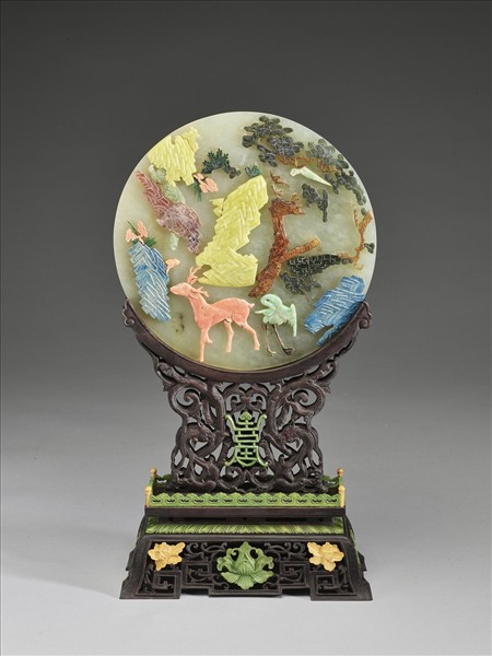 玉鶴鹿長青插屏