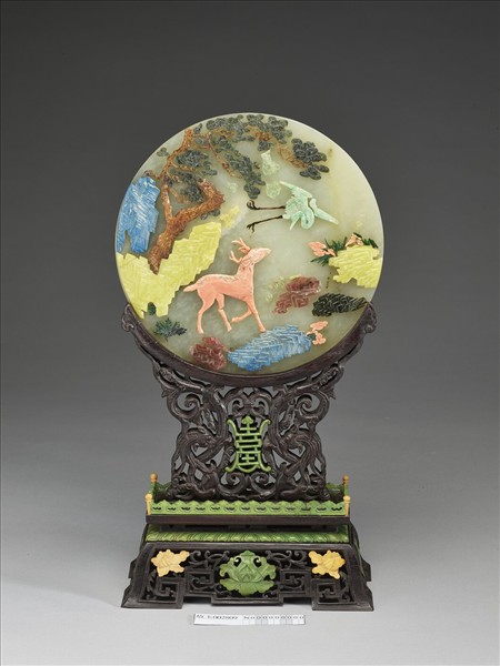 玉鶴鹿長青插屏