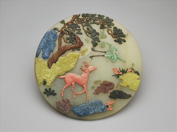 玉鶴鹿長青插屏