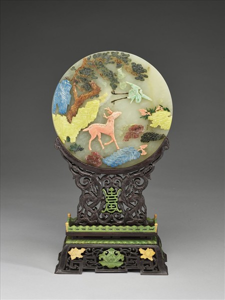 玉鶴鹿長青插屏