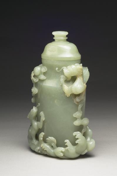 玉雙龍戲珠瓶