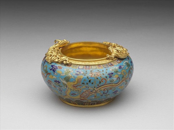 掐絲琺瑯摩竭紋雙喜鉢盂