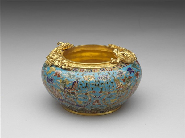 掐絲琺瑯摩竭紋雙喜鉢盂