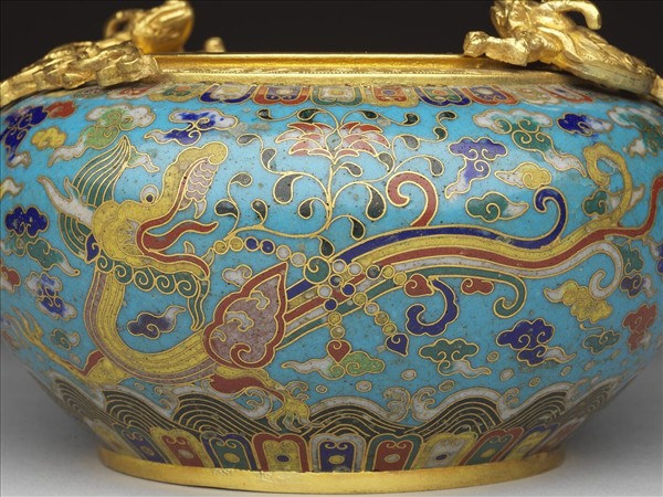 掐絲琺瑯摩竭紋雙喜鉢盂