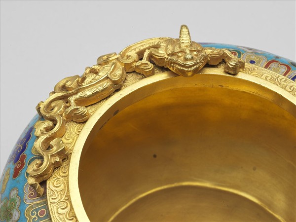 掐絲琺瑯摩竭紋雙喜鉢盂