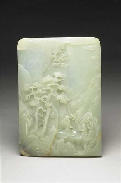 玉雕山水人物插屏