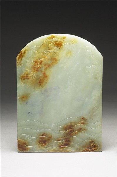 玉雕山水人物插屏