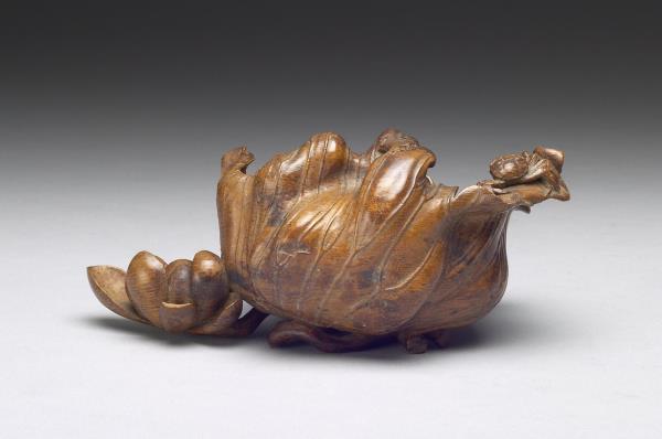 竹雕荷葉式水盛