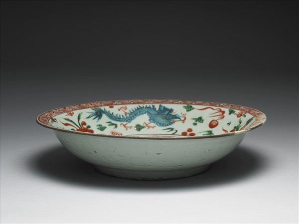 五彩龍鳳花卉紋盤