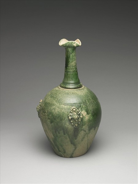 鉛綠釉長頸陶罐