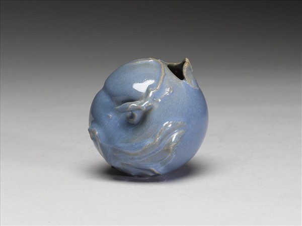 石灣窯 天藍釉蟠桃水盛