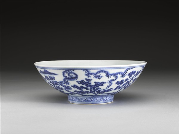 青花吹簫引鳳仕女圖碗