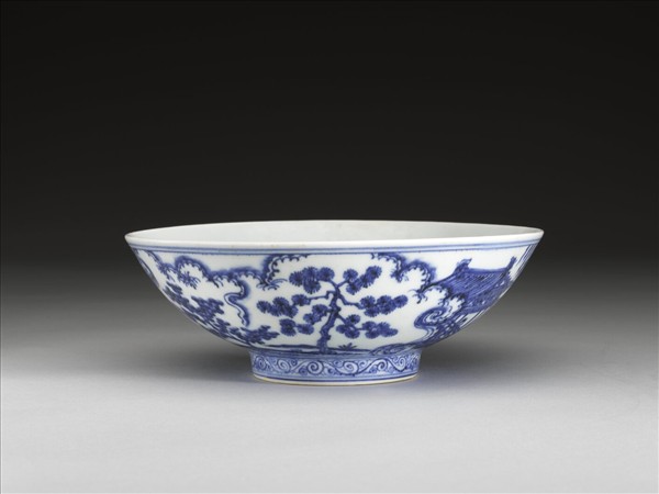 青花吹簫引鳳仕女圖碗